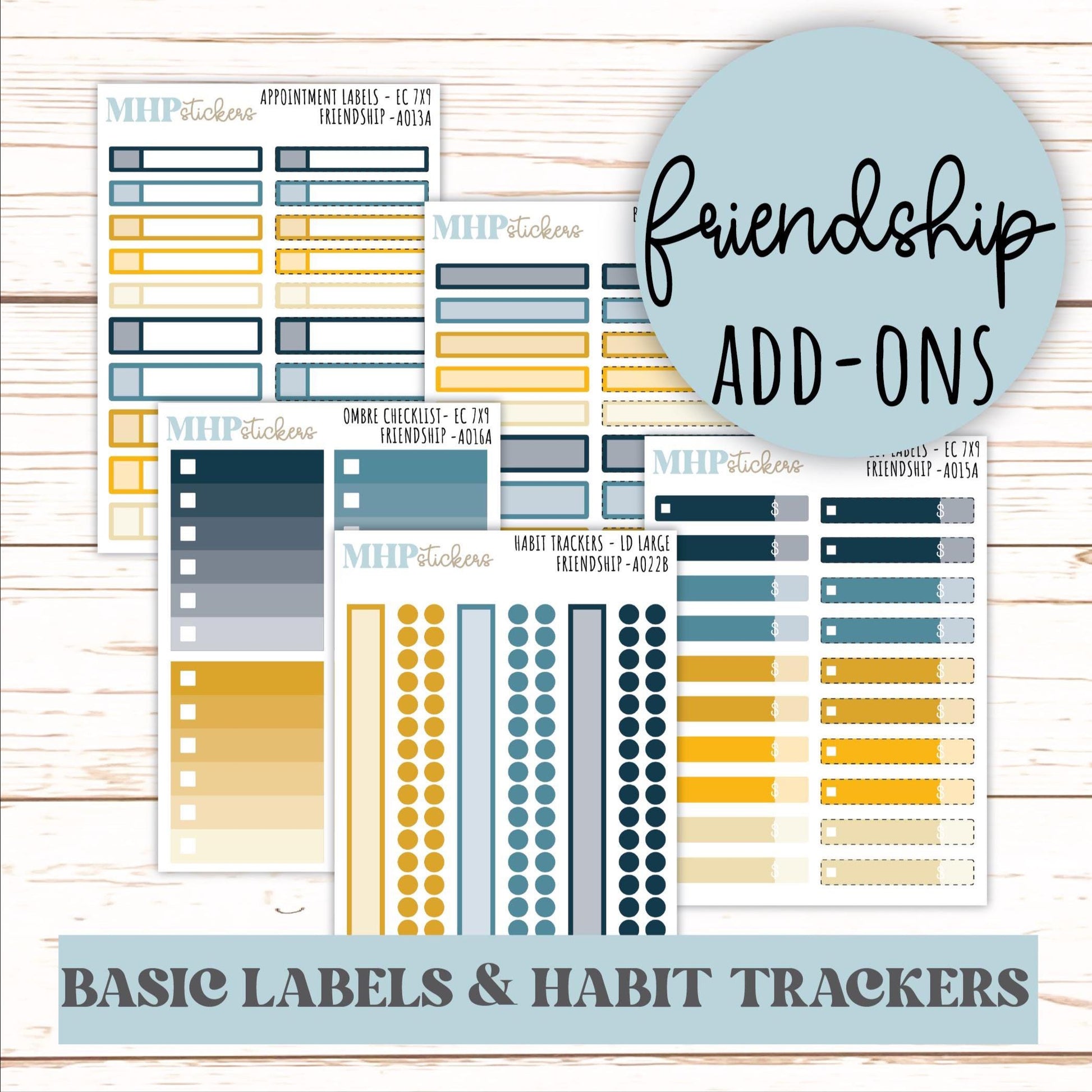 Basic Labels & Habit Trackers. ADD-On's for Monthly Kits "Friendship" || AOBL