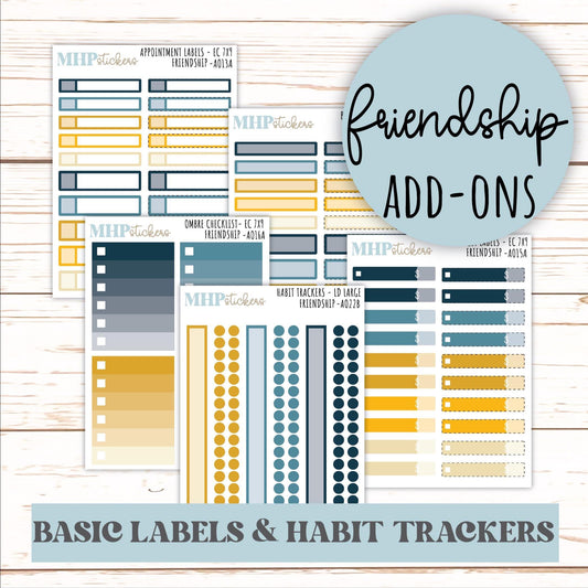 Basic Labels & Habit Trackers. ADD-On's for Monthly Kits "Friendship" || AOBL