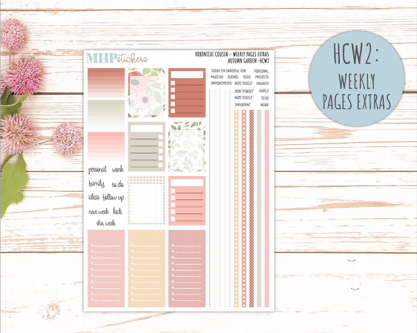 SEPTEMBER 2026 Stickers for Hobonichi Cousin. A5 Planners "Autumn Garden" || HC