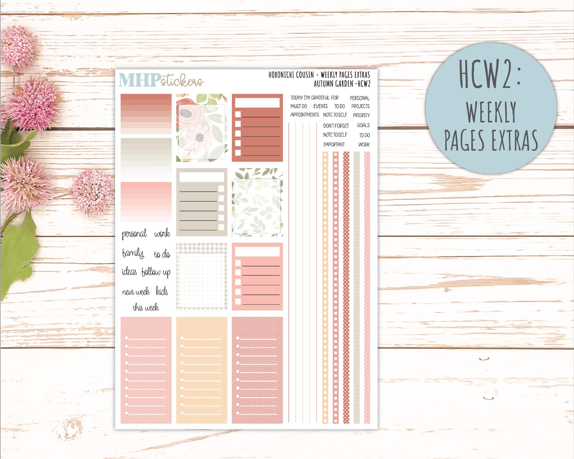 SEPTEMBER 2026 Stickers for Hobonichi Cousin. A5 Planners "Autumn Garden" || HC