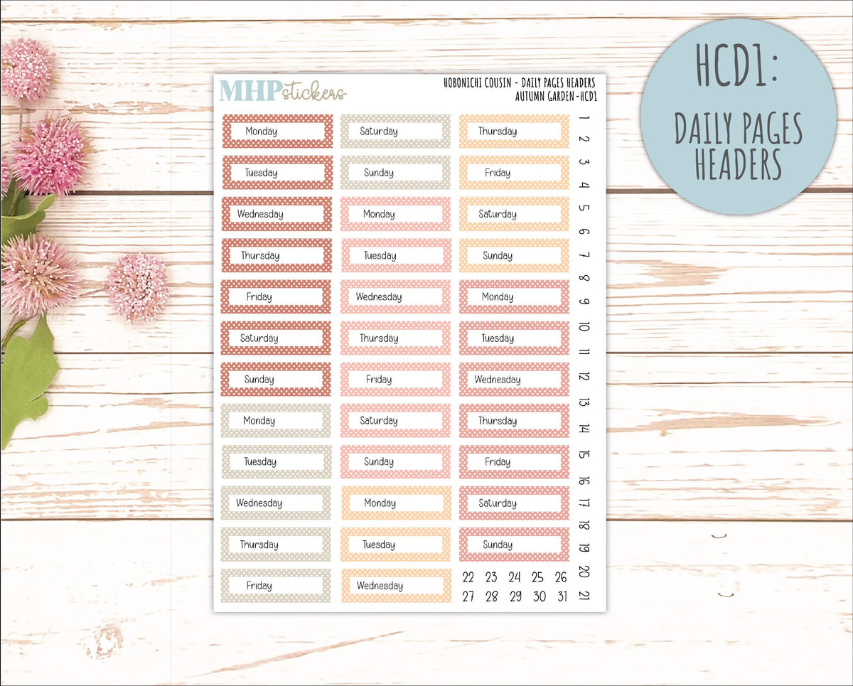 SEPTEMBER 2026 Stickers for Hobonichi Cousin. A5 Planners "Autumn Garden" || HC