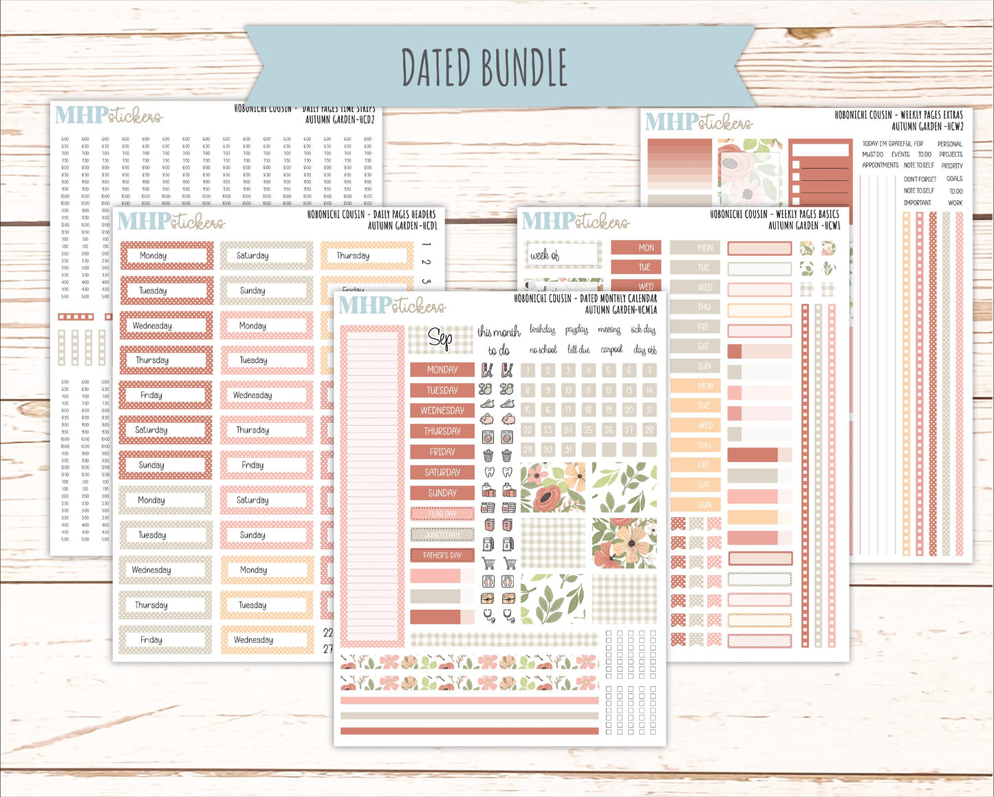 SEPTEMBER 2026 Stickers for Hobonichi Cousin. A5 Planners "Autumn Garden" || HC