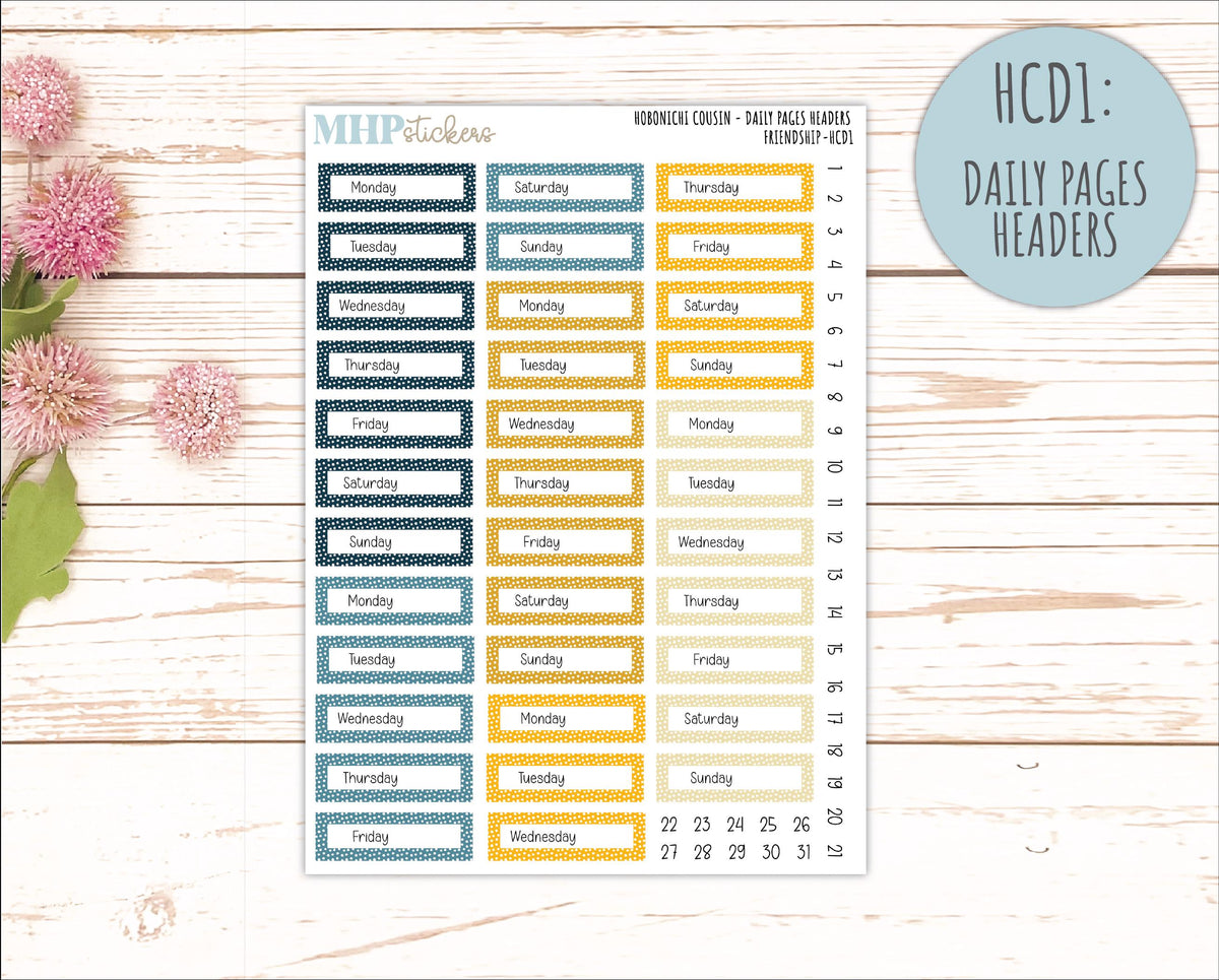 SEPTEMBER 2026 Stickers for Hobonichi Cousin. A5 Planners "Friendship" || HC