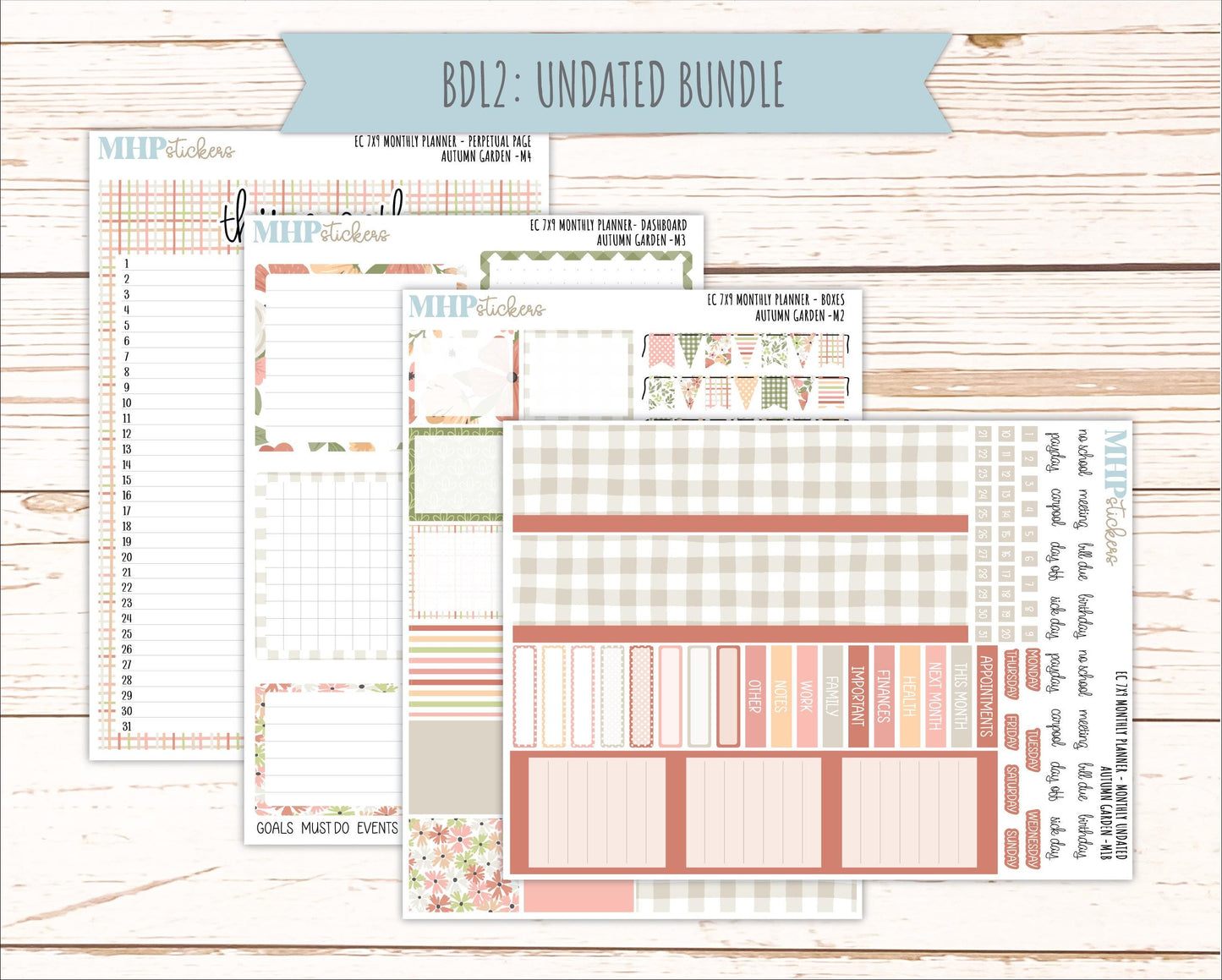 SEPTEMBER Monthly Kit for 7x9 Erin Condren Planners. 2026 Collection "Autumn Garden" || ECM