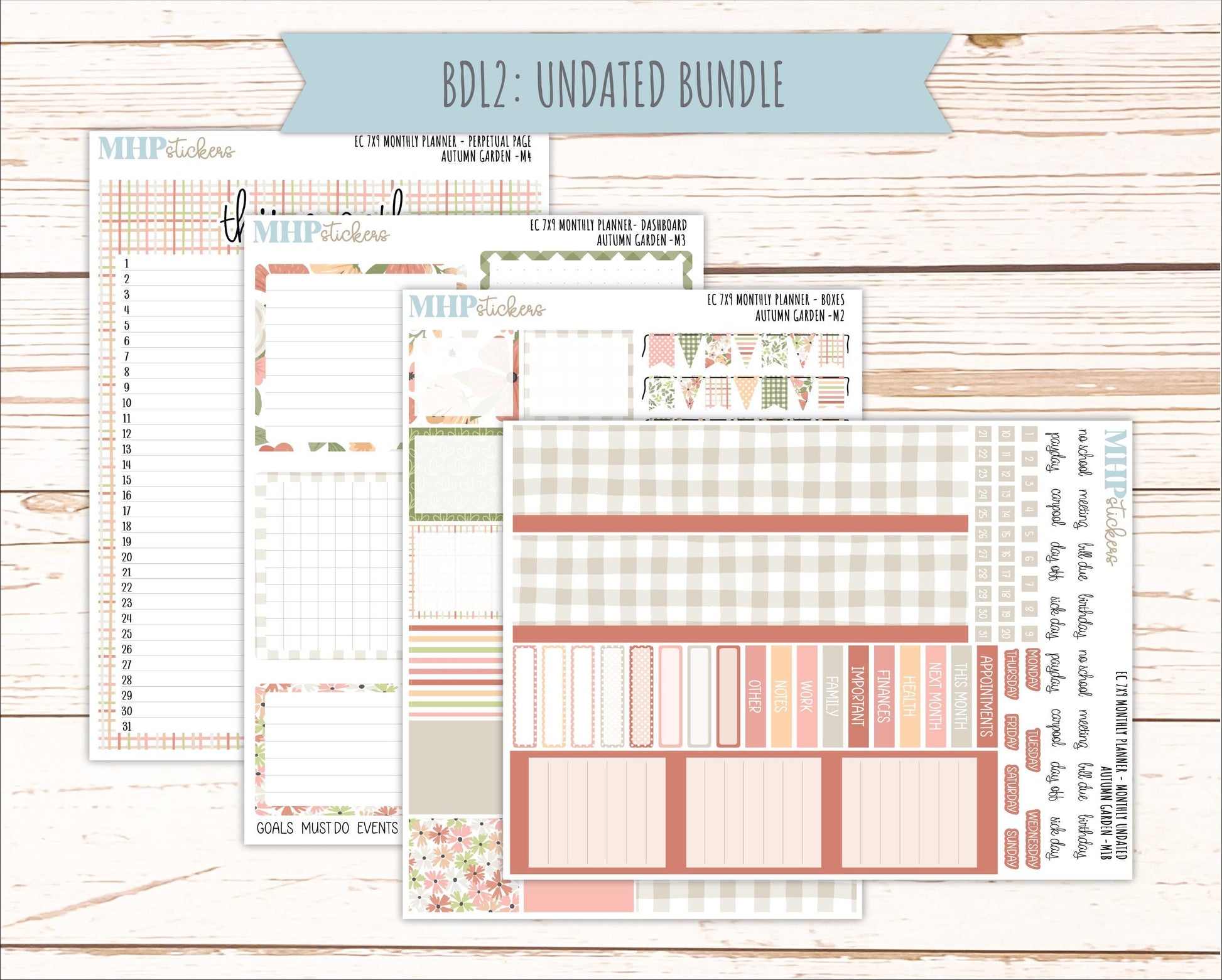 SEPTEMBER Monthly Kit for 7x9 Erin Condren Planners. 2026 Collection "Autumn Garden" || ECM