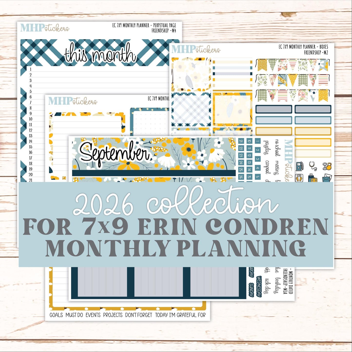 SEPTEMBER Monthly Kit for 7x9 Erin Condren Planners. 2026 Collection "Friendship" || ECM