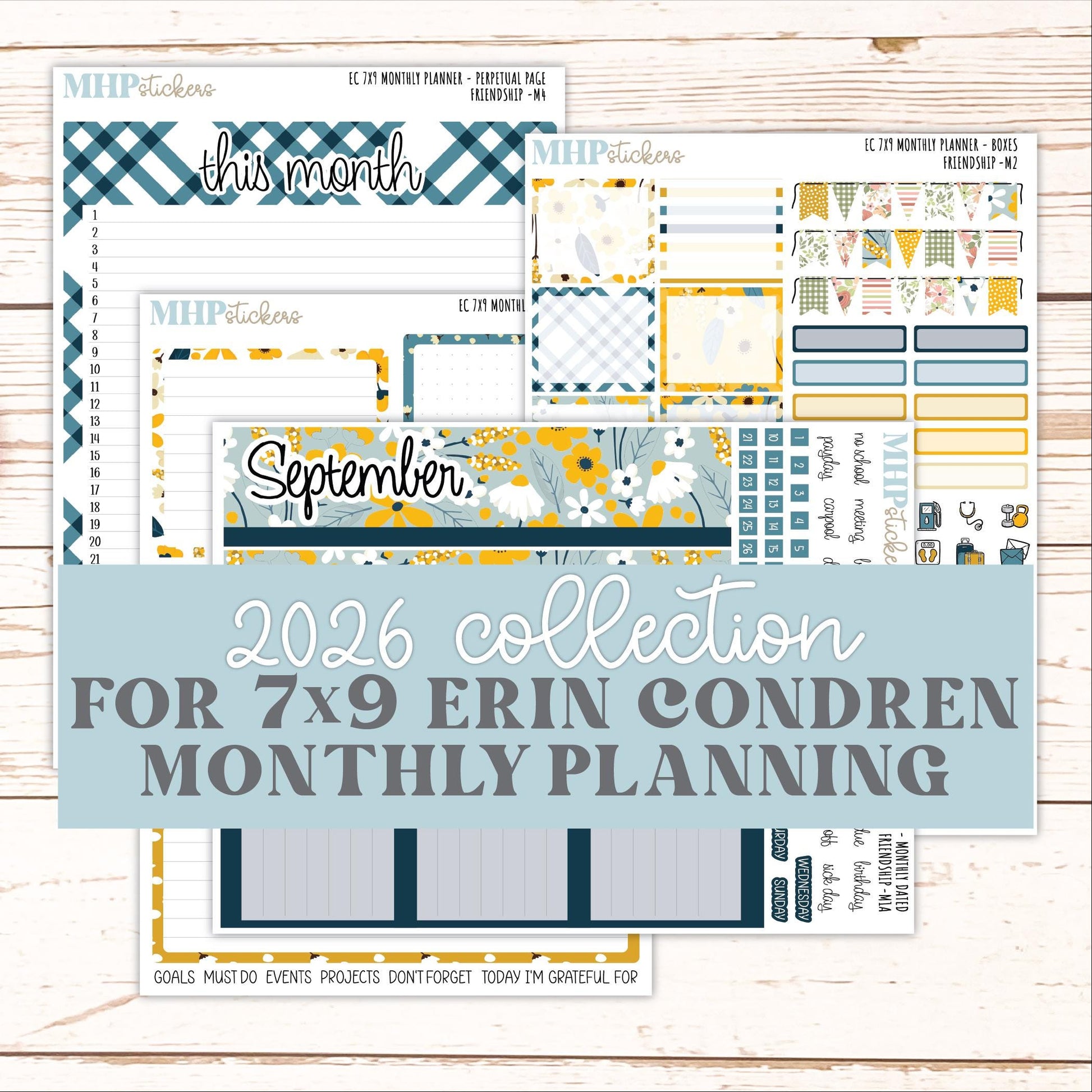 SEPTEMBER Monthly Kit for 7x9 Erin Condren Planners. 2026 Collection "Friendship" || ECM