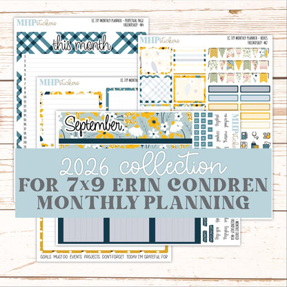 SEPTEMBER Monthly Kit for 7x9 Erin Condren Planners. 2026 Collection "Friendship" || ECM