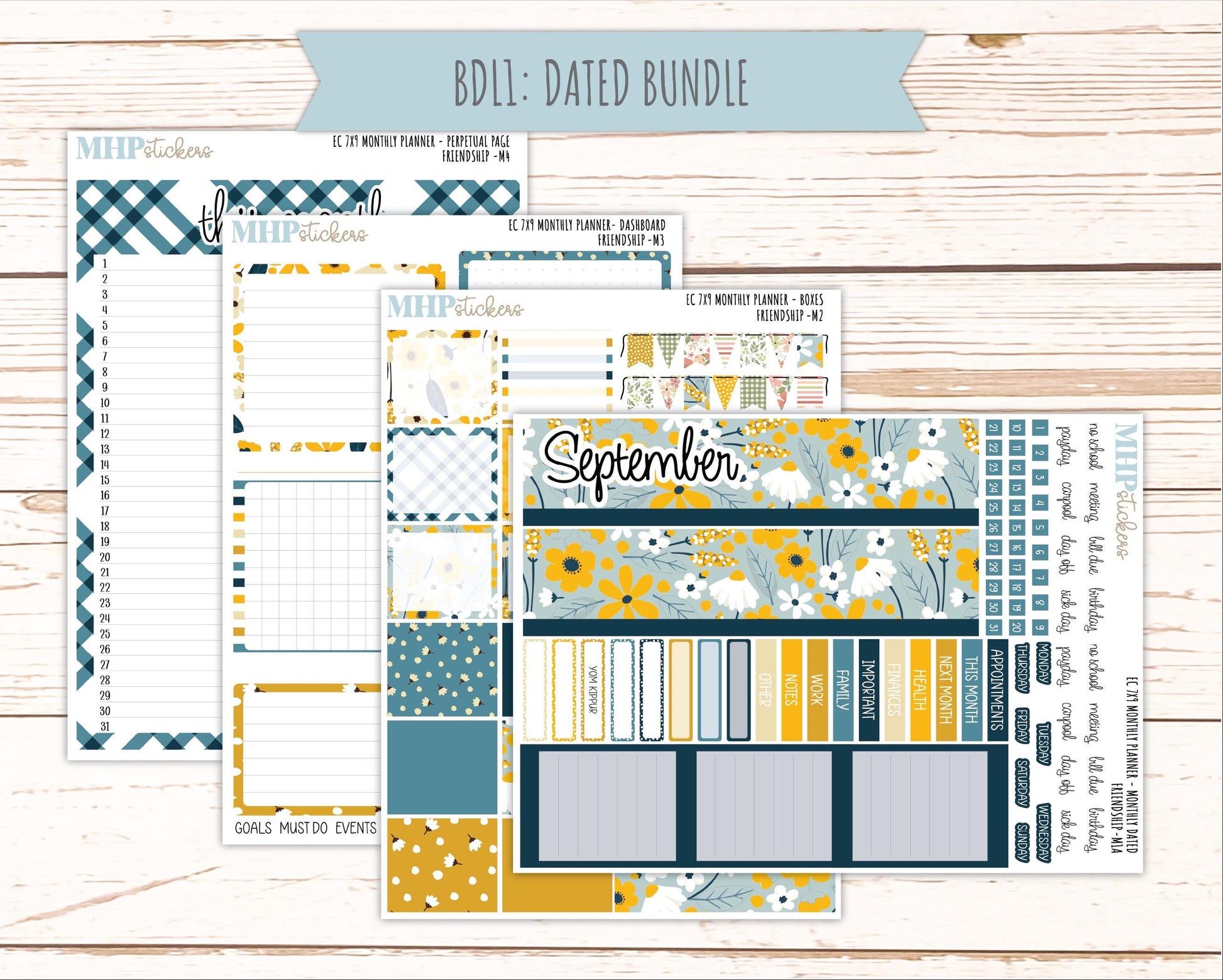 SEPTEMBER Monthly Kit for 7x9 Erin Condren Planners. 2026 Collection "Friendship" || ECM