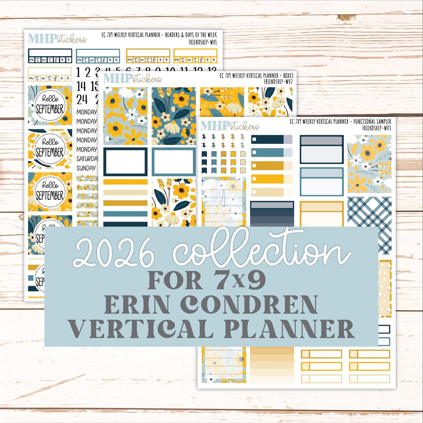 SEPTEMBER Weekly Vertical Kits for 7x9 Erin Condren Planners. 2026 Collection "Friendship" || ECWV