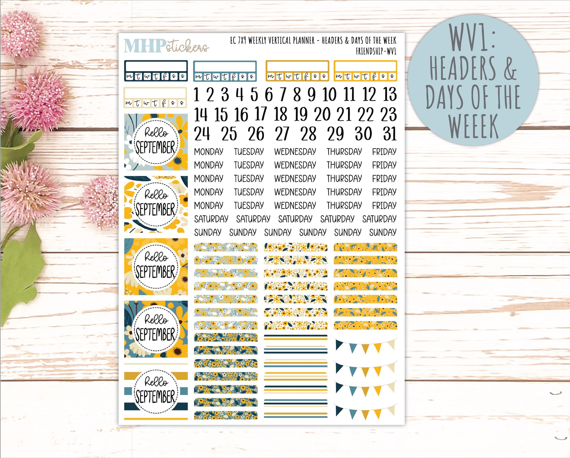 SEPTEMBER Weekly Vertical Kits for 7x9 Erin Condren Planners. 2026 Collection "Friendship" || ECWV