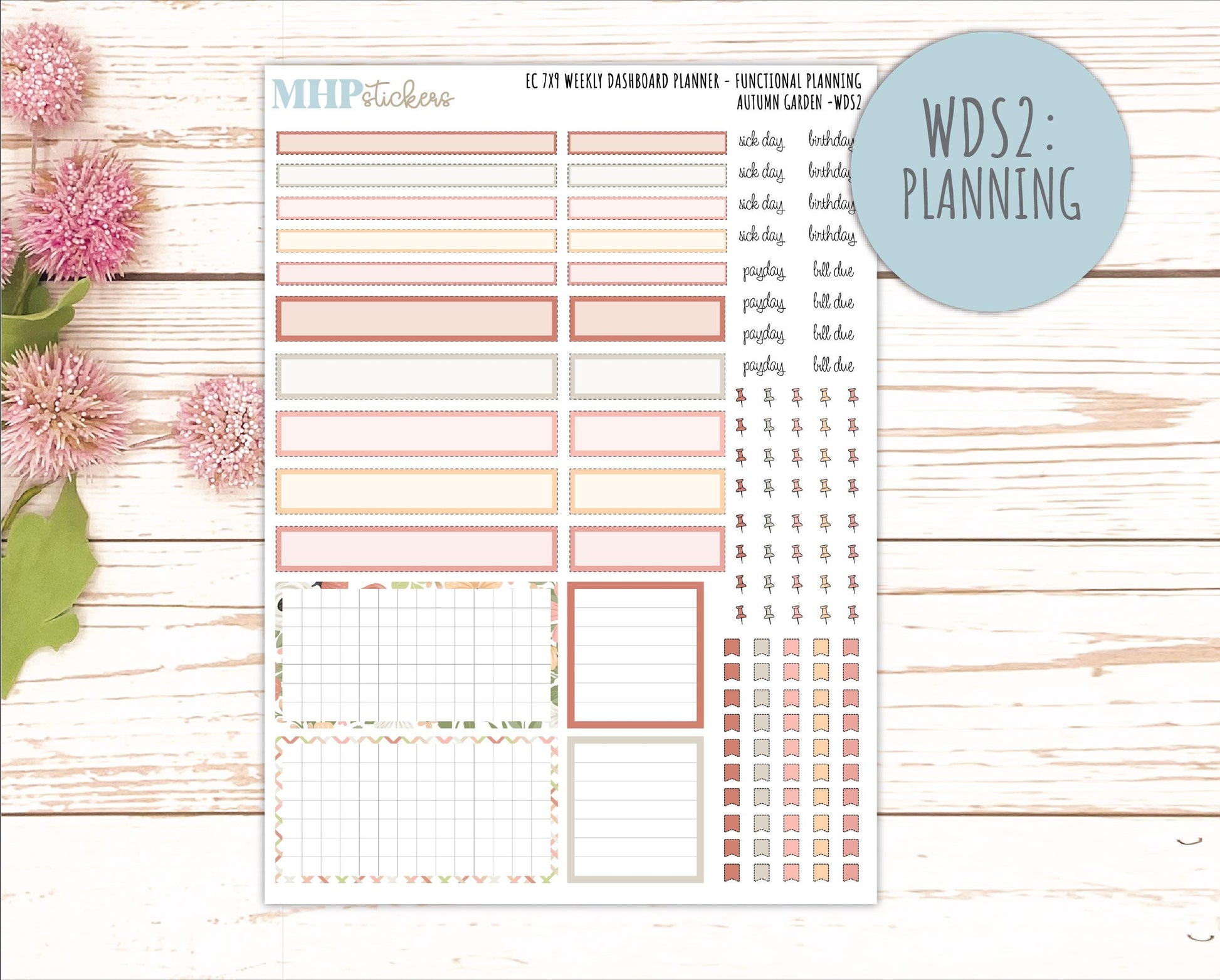 SEPTEMBER Weekly Dashboard Kit for 7x9 Erin Condren Planners. 2026 Collection "Autumn Garden" || ECWDS