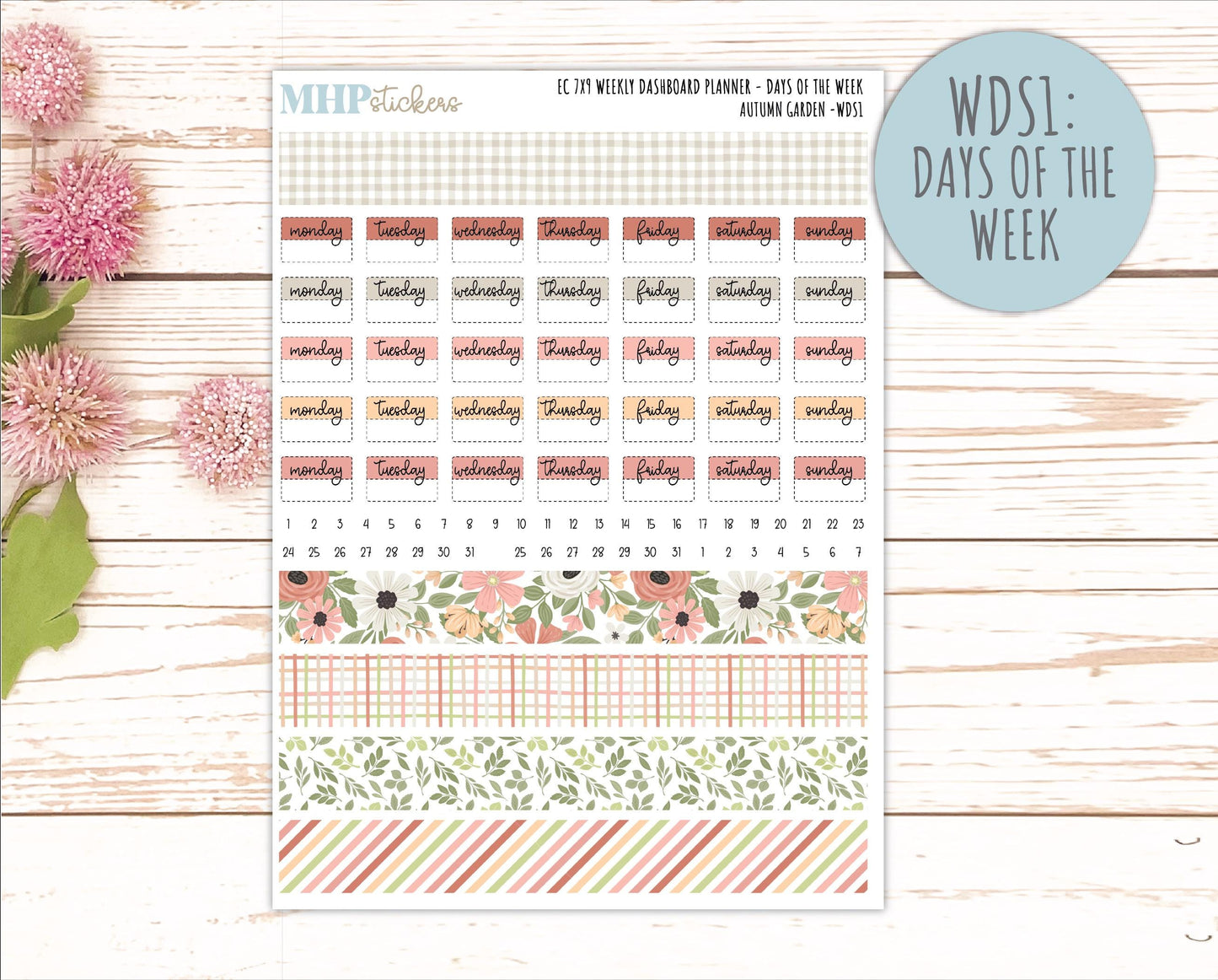 SEPTEMBER Weekly Dashboard Kit for 7x9 Erin Condren Planners. 2026 Collection "Autumn Garden" || ECWDS