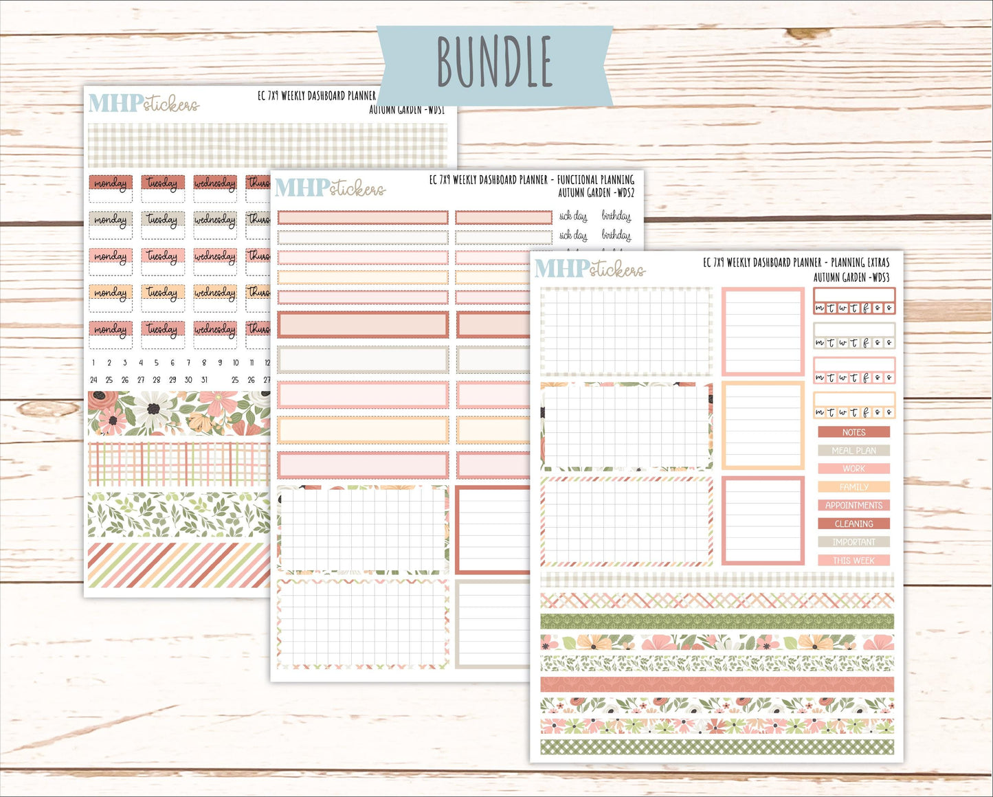 SEPTEMBER Weekly Dashboard Kit for 7x9 Erin Condren Planners. 2026 Collection "Autumn Garden" || ECWDS