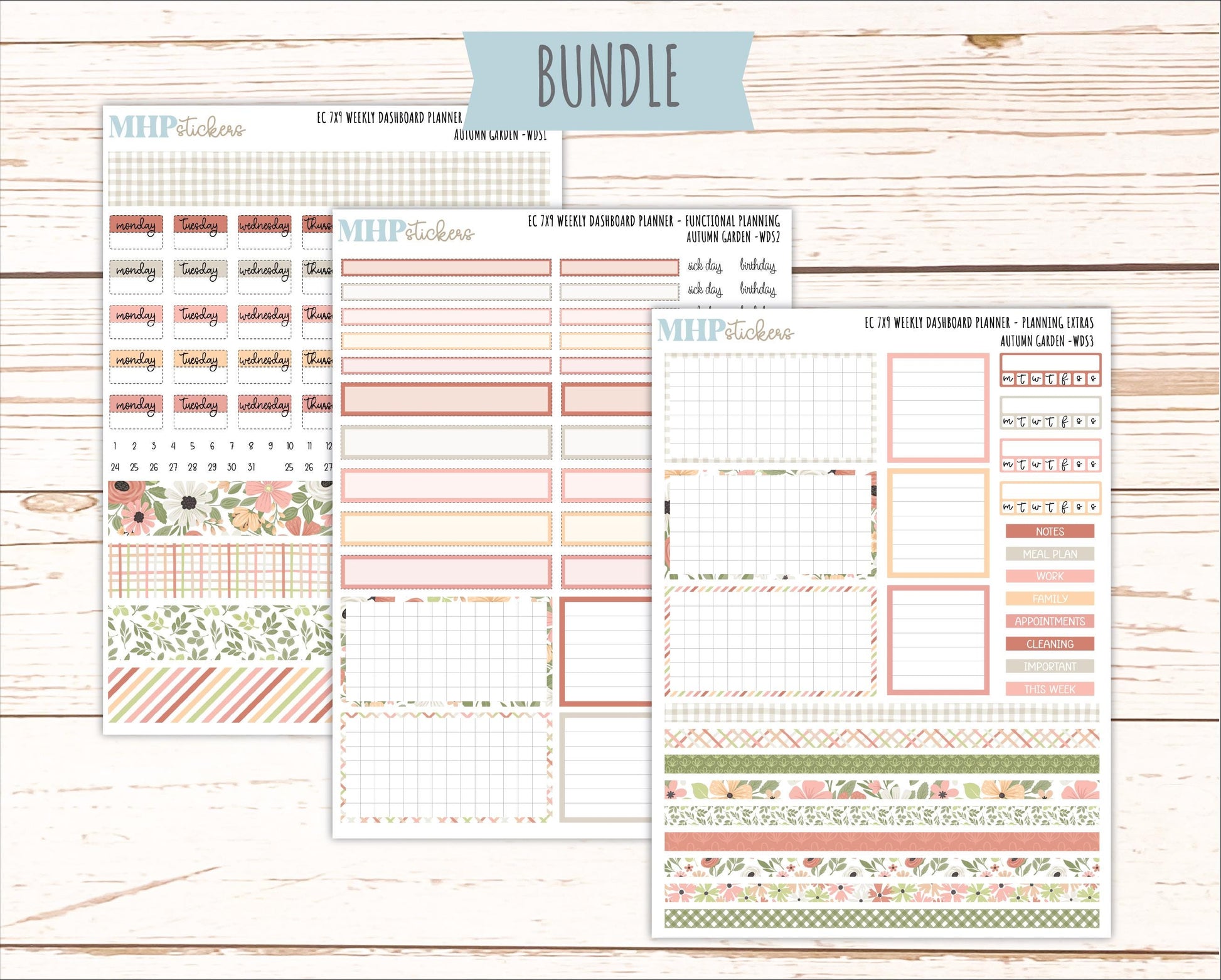 SEPTEMBER Weekly Dashboard Kit for 7x9 Erin Condren Planners. 2026 Collection "Autumn Garden" || ECWDS