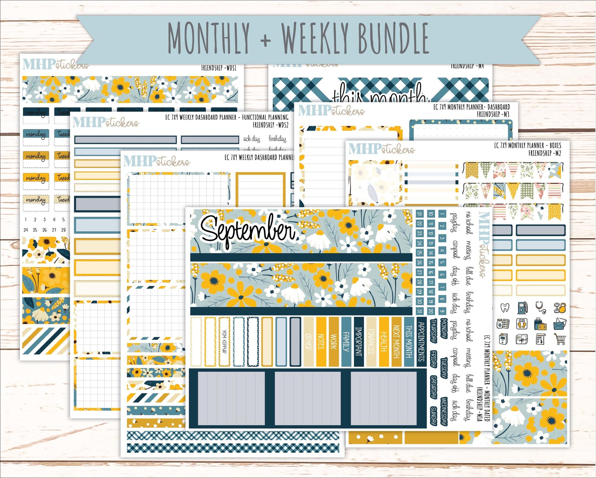 SEPTEMBER Weekly Dashboard Kit for 7x9 Erin Condren Planners. 2026 Collection "Friendship" || ECWDS
