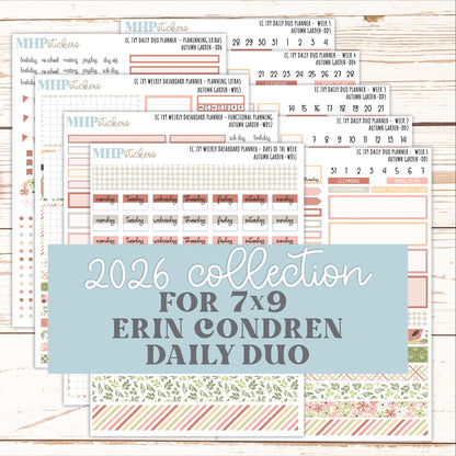 SEPTEMBER Daily Duo Sticker Kit for 7x9 Erin Condren Planners. 2026 Collection "Autumn Garden" || ECDD