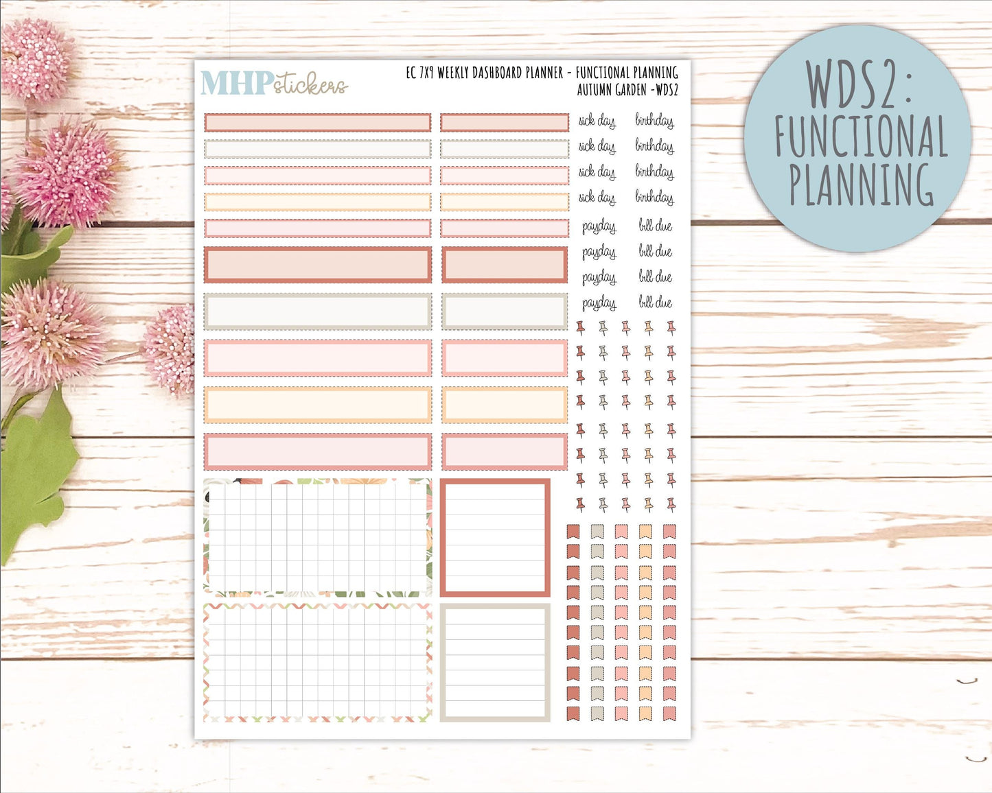 SEPTEMBER Daily Duo Sticker Kit for 7x9 Erin Condren Planners. 2026 Collection "Autumn Garden" || ECDD