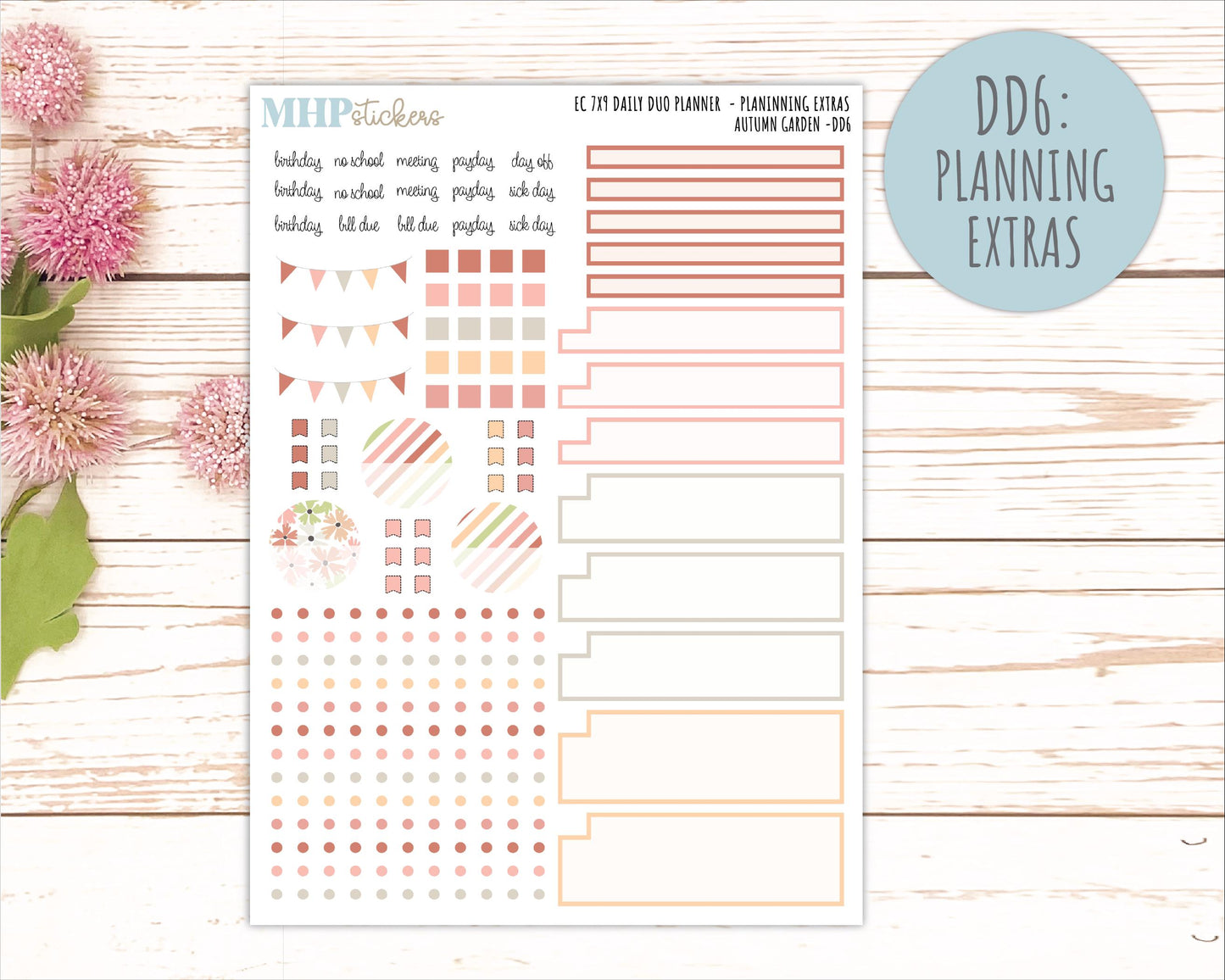 SEPTEMBER Daily Duo Sticker Kit for 7x9 Erin Condren Planners. 2026 Collection "Autumn Garden" || ECDD