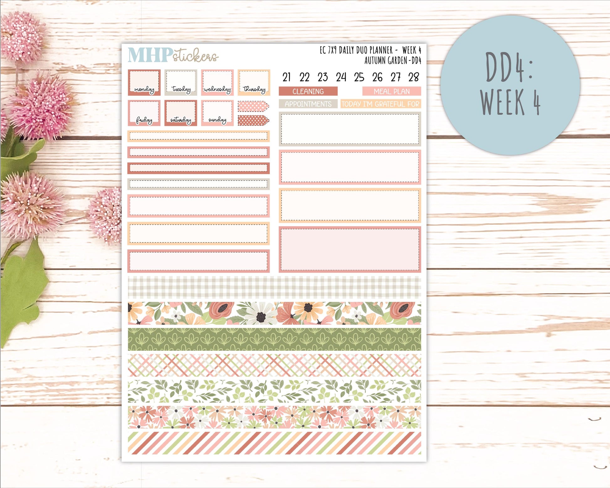 SEPTEMBER Daily Duo Sticker Kit for 7x9 Erin Condren Planners. 2026 Collection "Autumn Garden" || ECDD