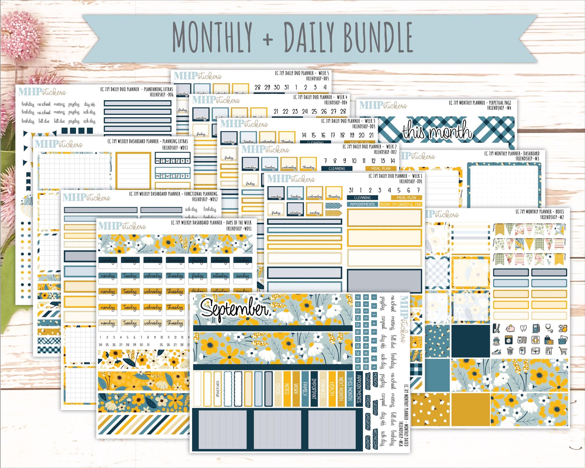 SEPTEMBER Daily Duo Sticker Kit for 7x9 Erin Condren Planners. 2026 Collection "Friendship" || ECDD