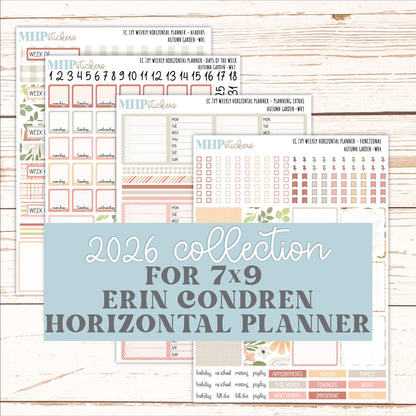 SEPTEMBER Weekly Horizontal Planning Kit for 7x9 Erin Condren Planners. 2026 Collection "Autumn Garden " || ECWH