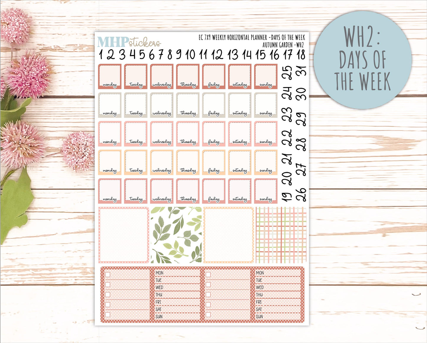 SEPTEMBER Weekly Horizontal Planning Kit for 7x9 Erin Condren Planners. 2026 Collection "Autumn Garden " || ECWH