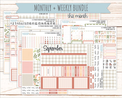SEPTEMBER Weekly Horizontal Planning Kit for 7x9 Erin Condren Planners. 2026 Collection "Autumn Garden " || ECWH