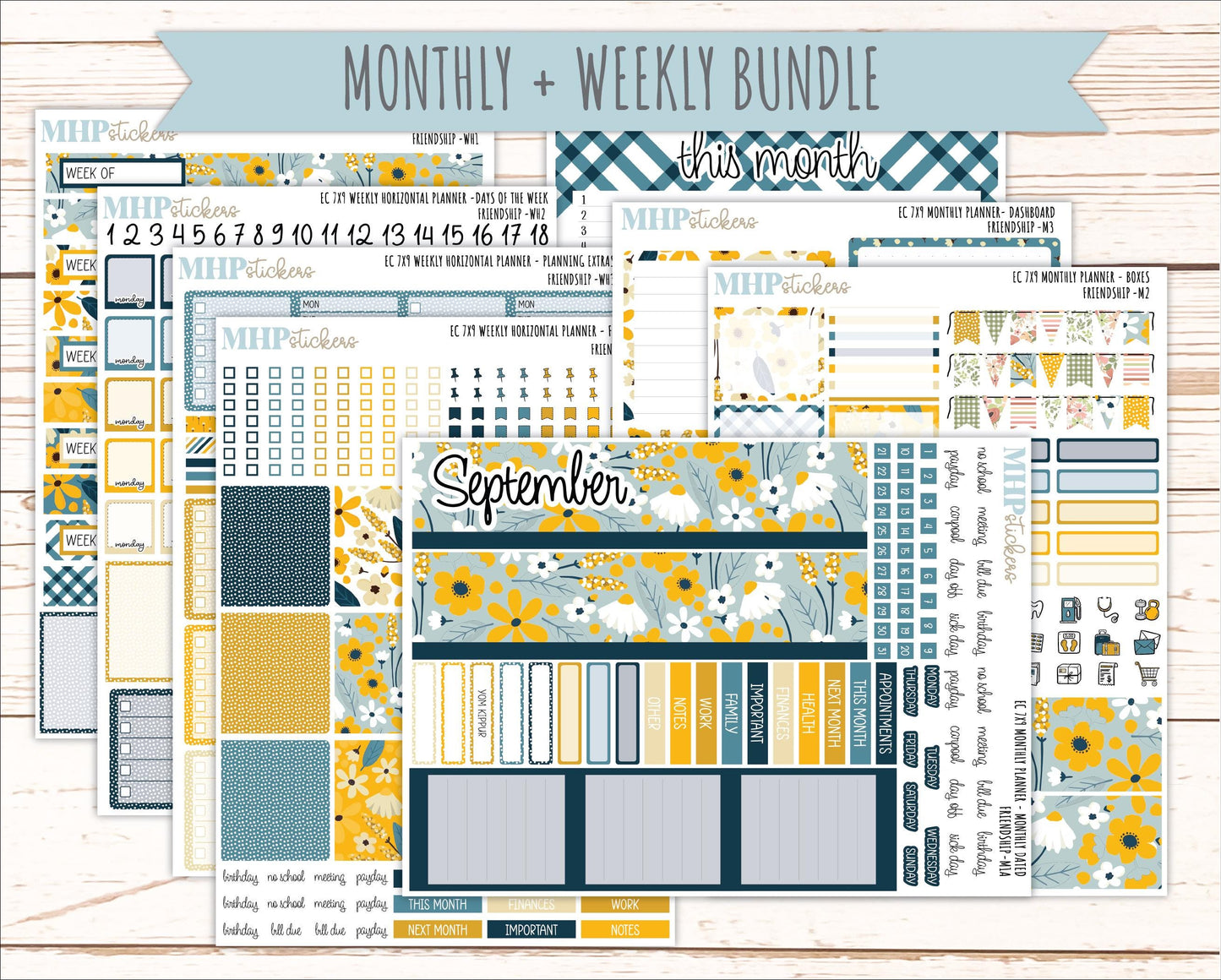 SEPTEMBER Weekly Horizontal Planning Kit for 7x9 Erin Condren Planners. 2026 Collection "Friendship " || ECWH