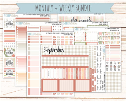 SEPTEMBER Weekly Hourly Planning Kits for 7x9 Erin Condren Planners. 2026 Collection "Autumn Garden" || ECWHR