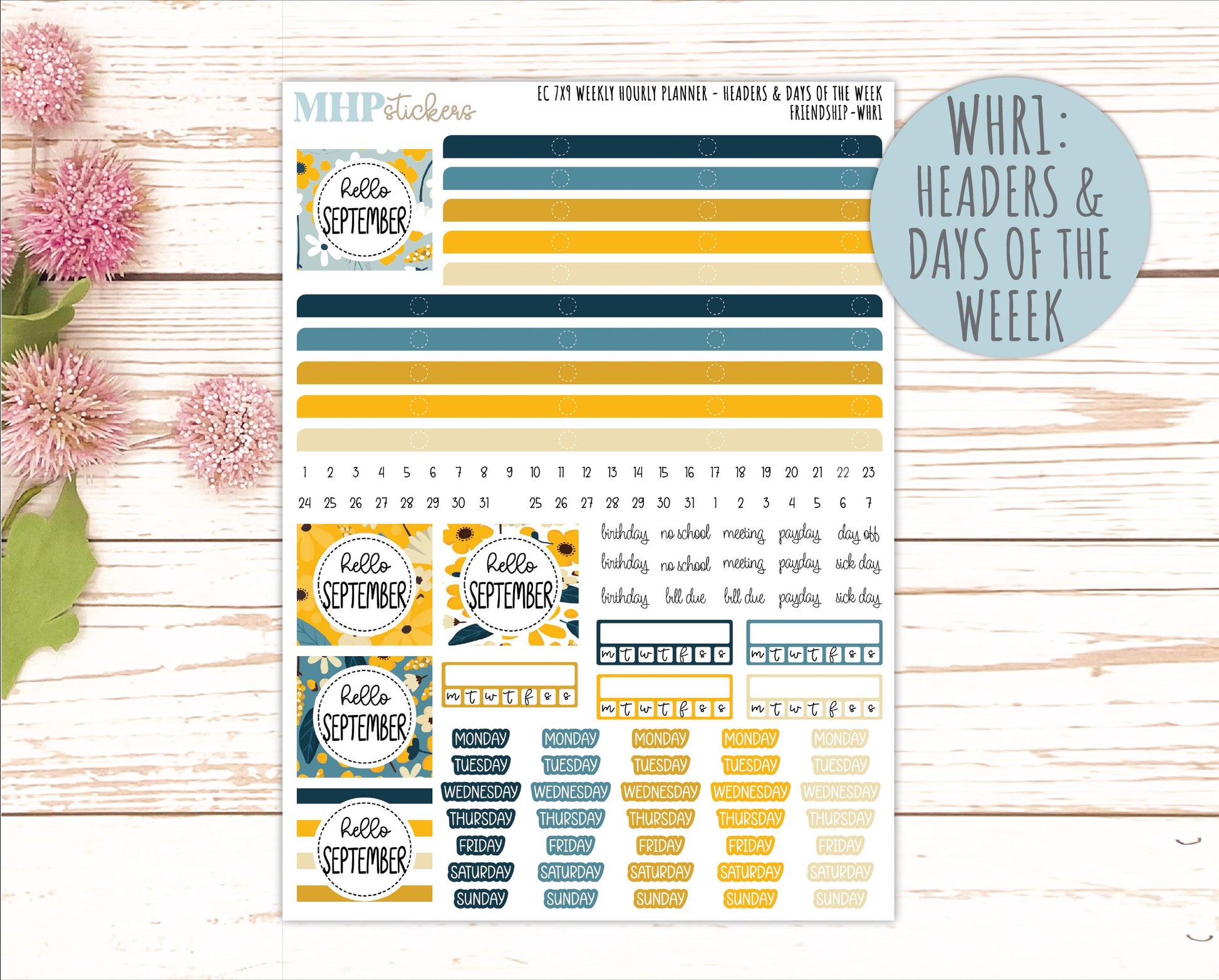 SEPTEMBER Weekly Hourly Planning Kits for 7x9 Erin Condren Planners. 2026 Collection "Friendship" || ECWHR