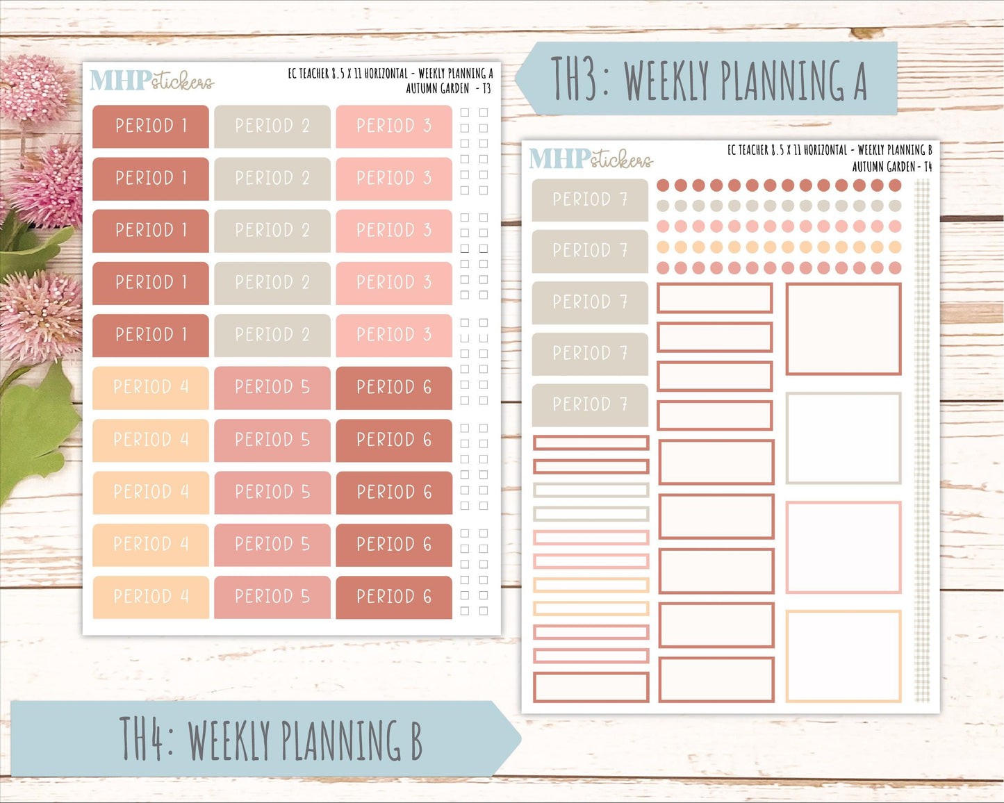 SEPTEMBER Stickers for EC Teacher Lesson Planner - Horizontal Layout. 2026 Collection "Autumn Garden" || ECTH