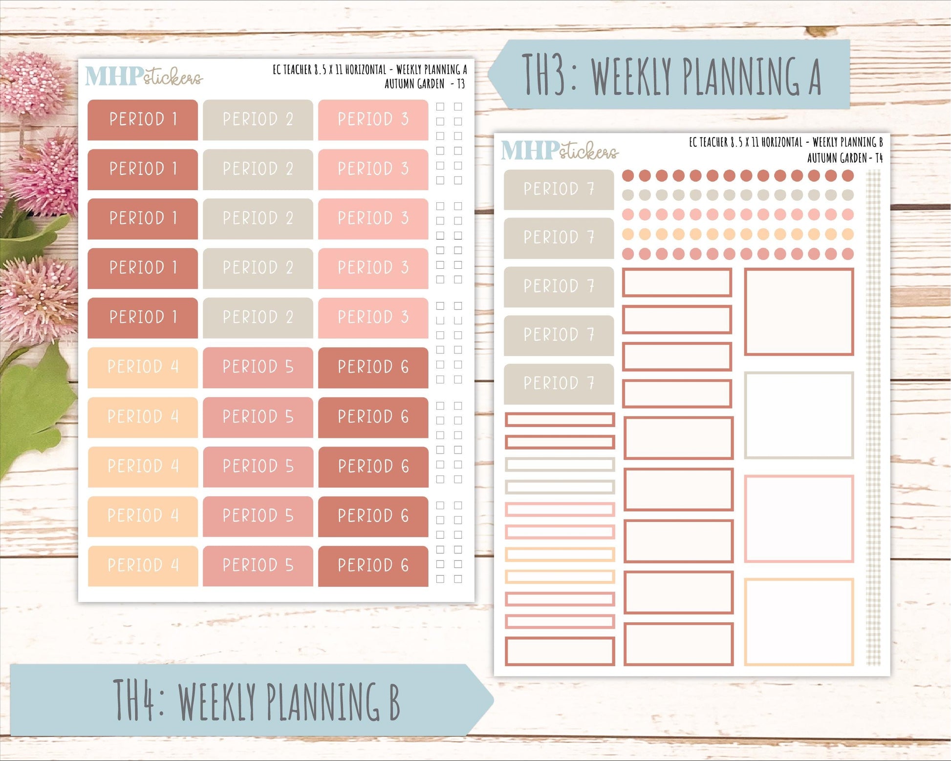 SEPTEMBER Stickers for EC Teacher Lesson Planner - Horizontal Layout. 2026 Collection "Autumn Garden" || ECTH