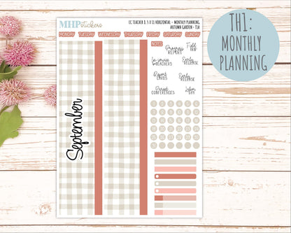 SEPTEMBER Stickers for EC Teacher Lesson Planner - Horizontal Layout. 2026 Collection "Autumn Garden" || ECTH