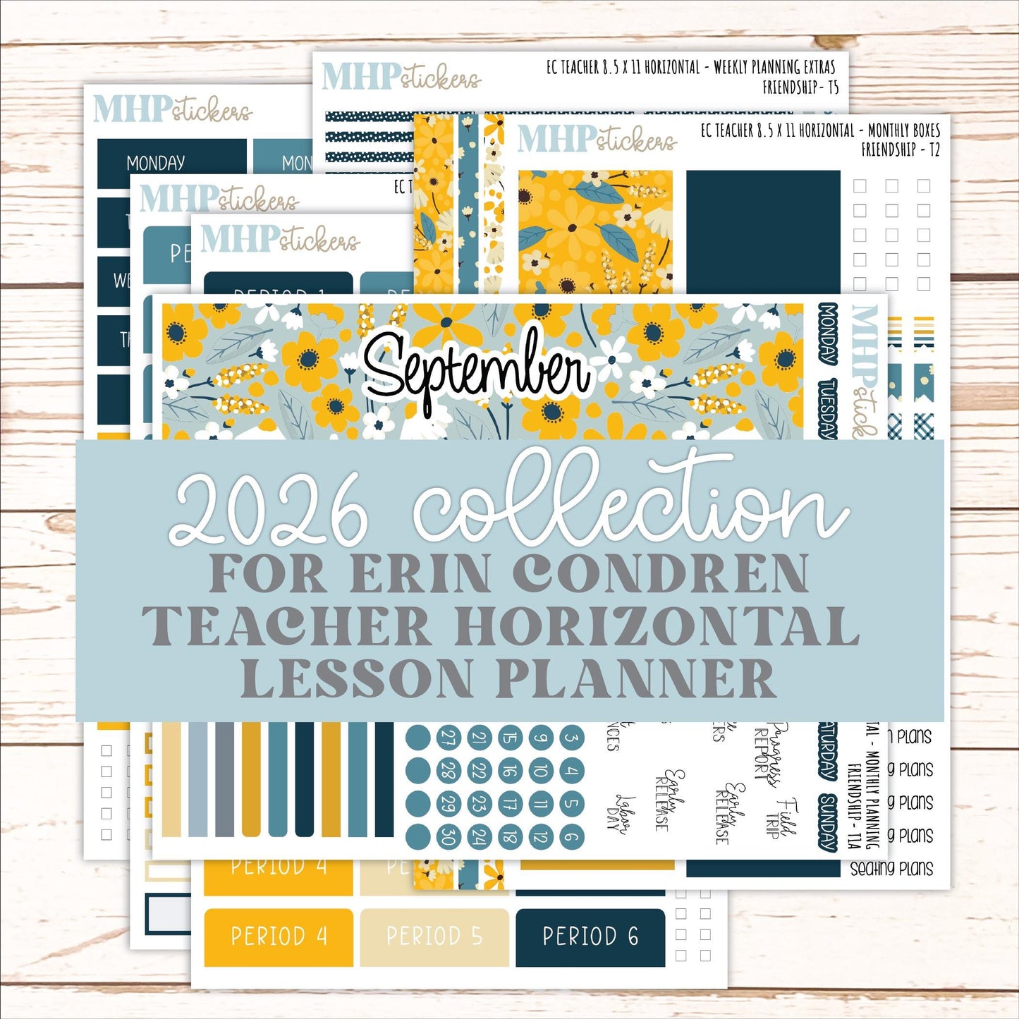 SEPTEMBER Stickers for EC Teacher Lesson Planner - Horizontal Layout. 2026 Collection "Friendship" || ECTH