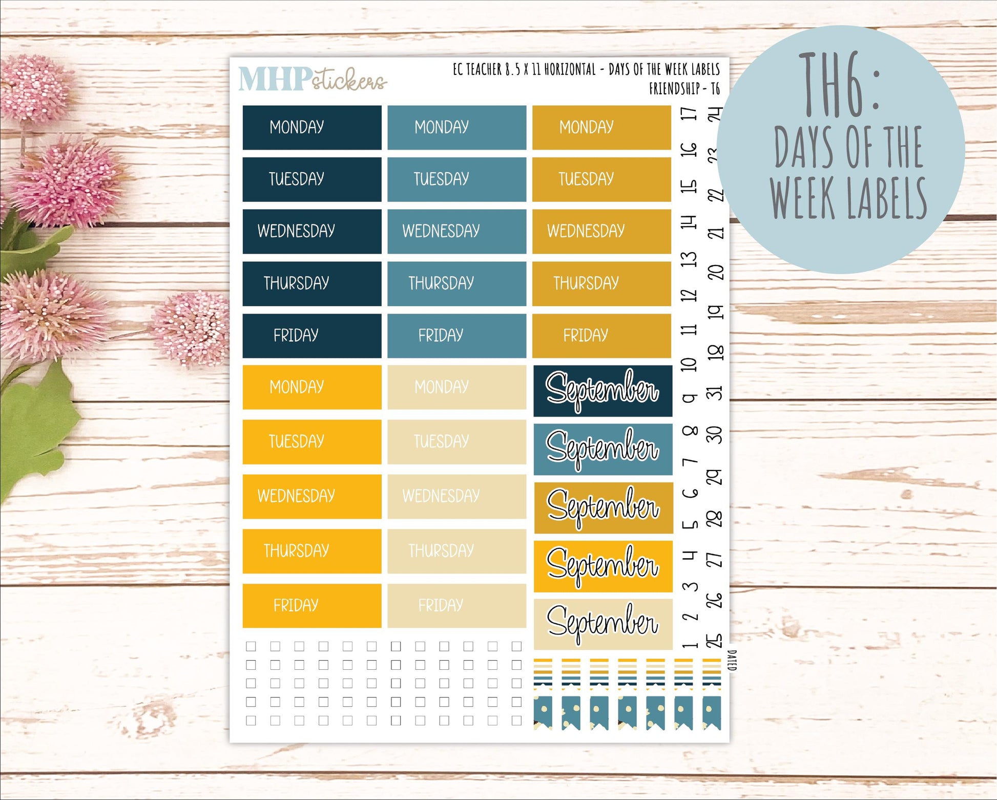 SEPTEMBER Stickers for EC Teacher Lesson Planner - Horizontal Layout. 2026 Collection "Friendship" || ECTH