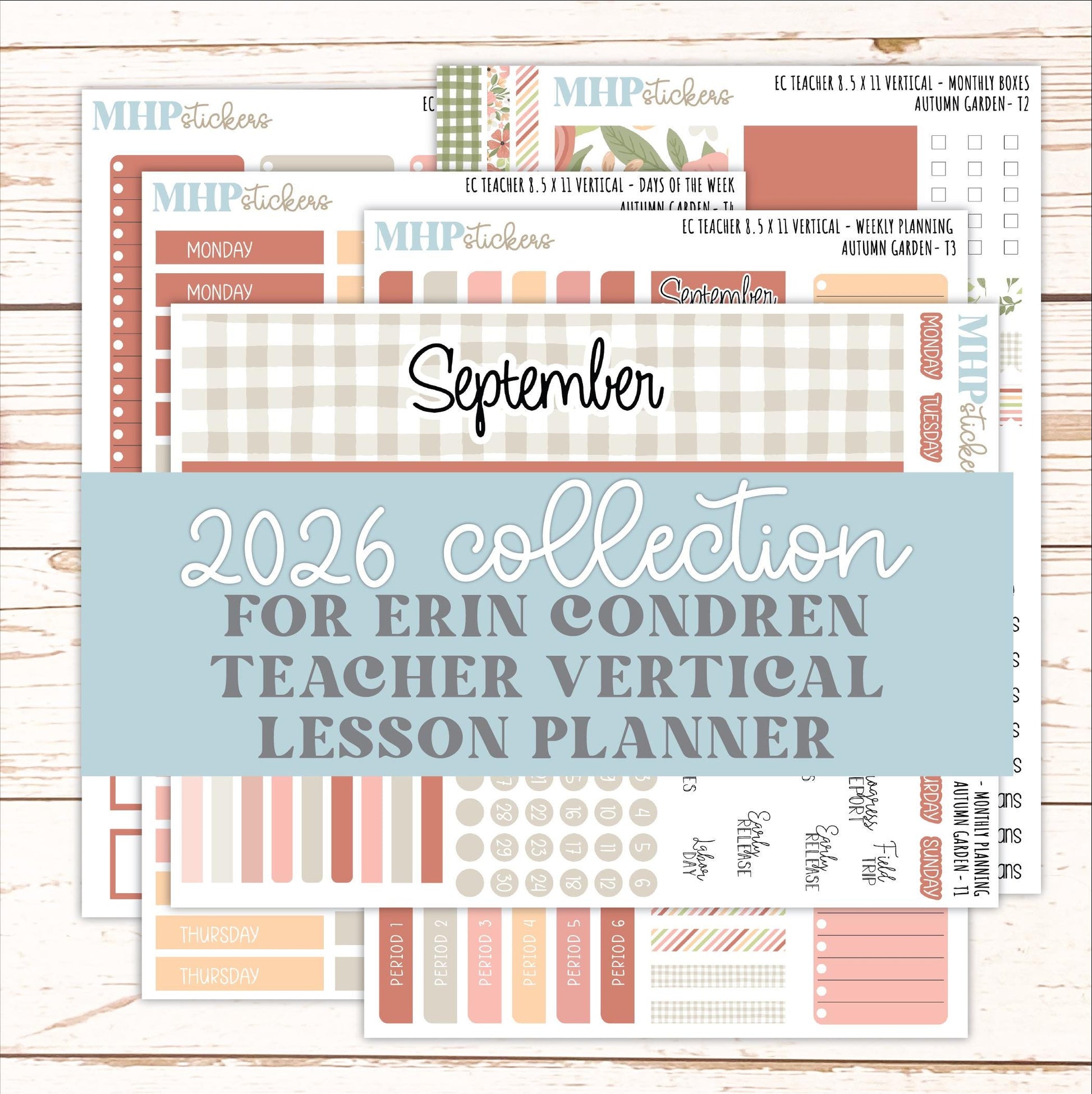 SEPTEMBER Stickers for EC Teacher Lesson Planner - Vertical Layout. 2026 Collection "Autumn Garden" || ECTV