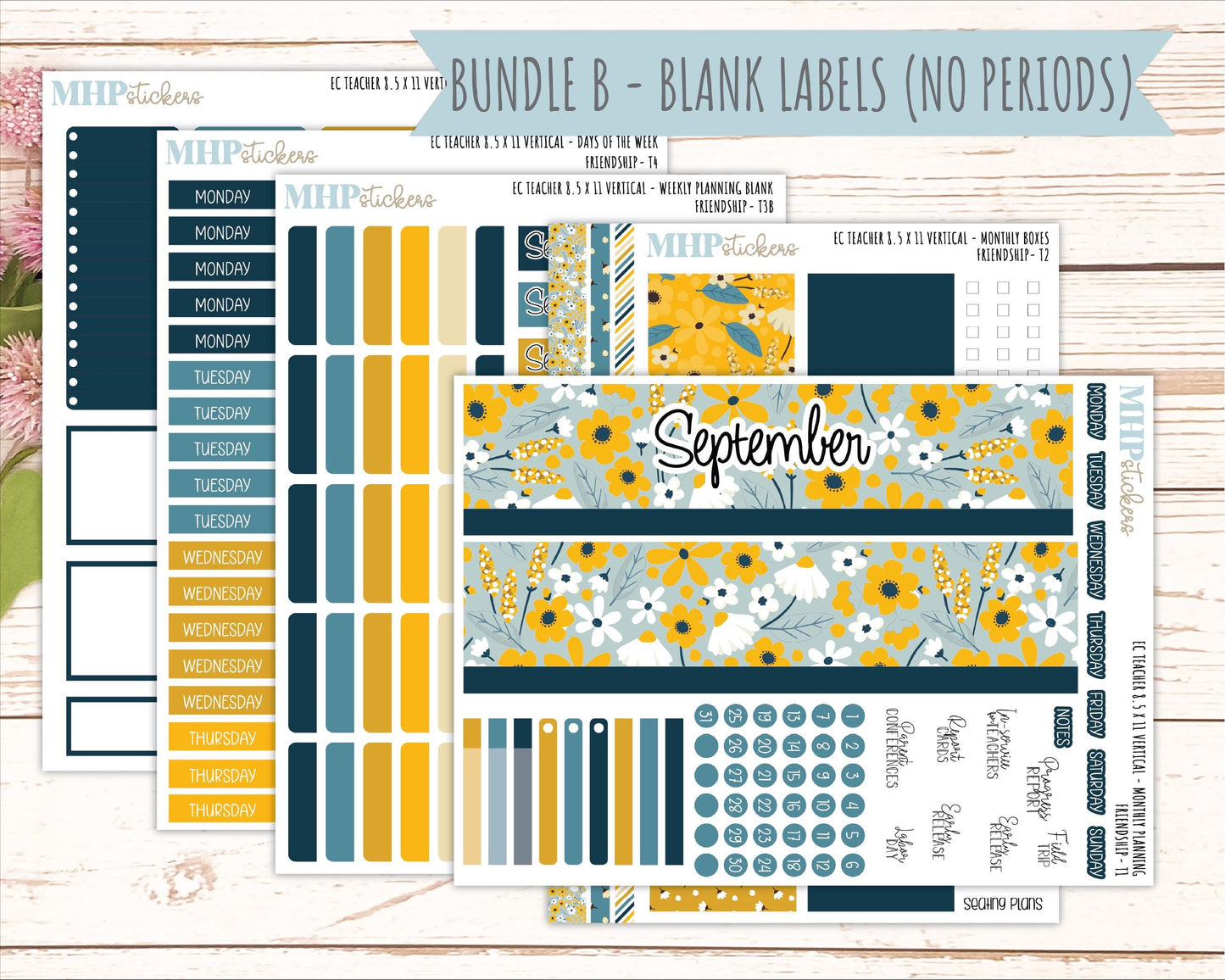 SEPTEMBER Stickers for EC Teacher Lesson Planner - Vertical Layout. 2026 Collection "Friendship" || ECTV