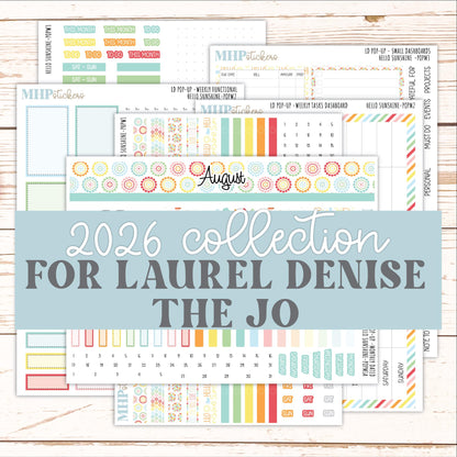AUGUST 2026 Stickers for The Jo, Laurel Denise Planner "Hello Sunshine" || POP