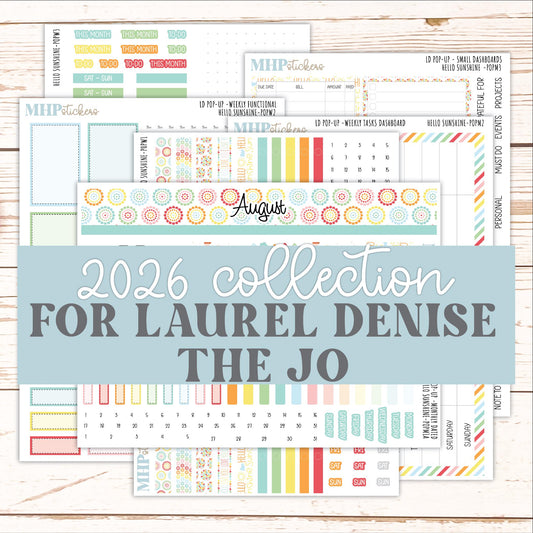 AUGUST 2026 Stickers for The Jo, Laurel Denise Planner "Hello Sunshine" || POP