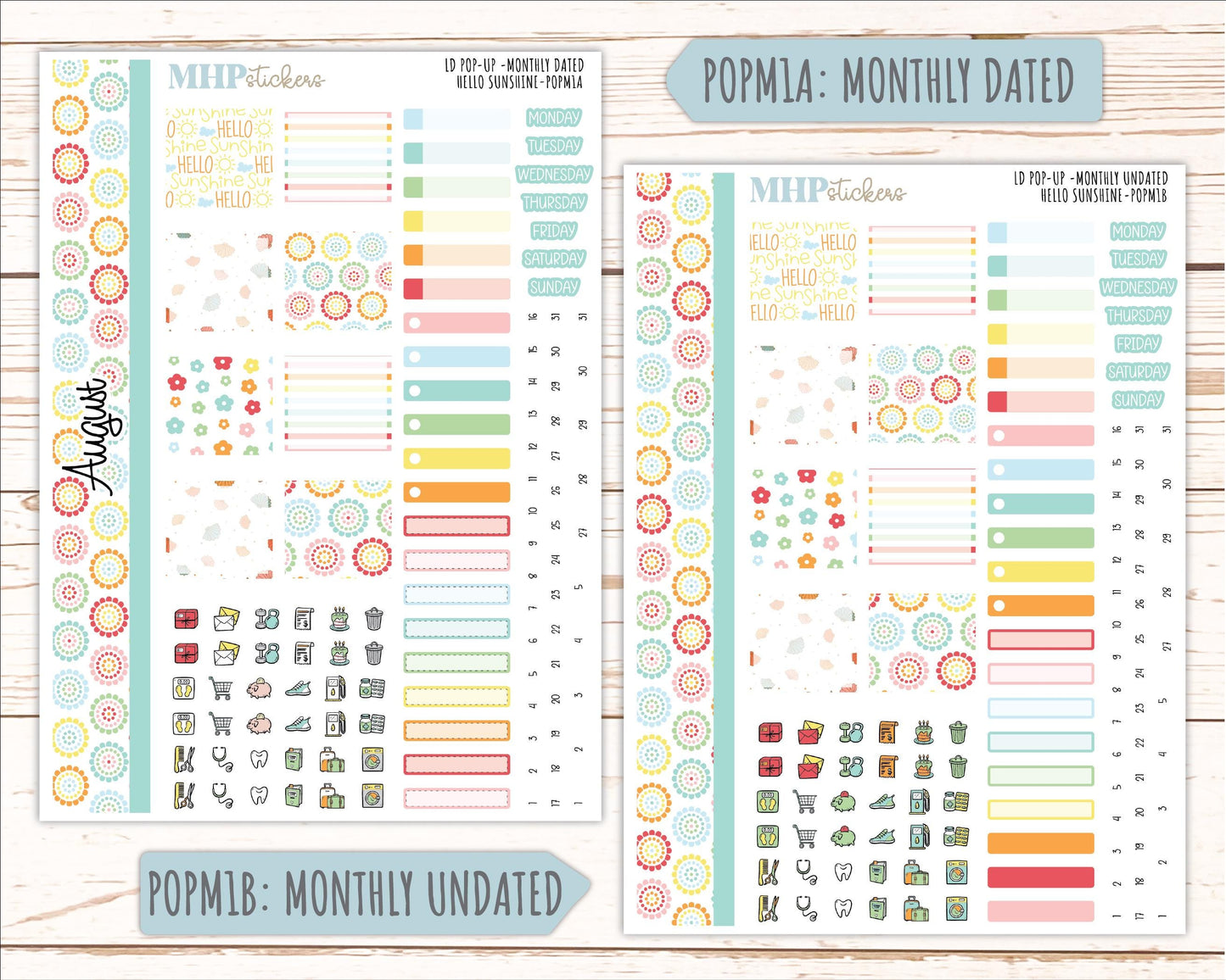 AUGUST 2026 Stickers for The Jo, Laurel Denise Planner "Hello Sunshine" || POP