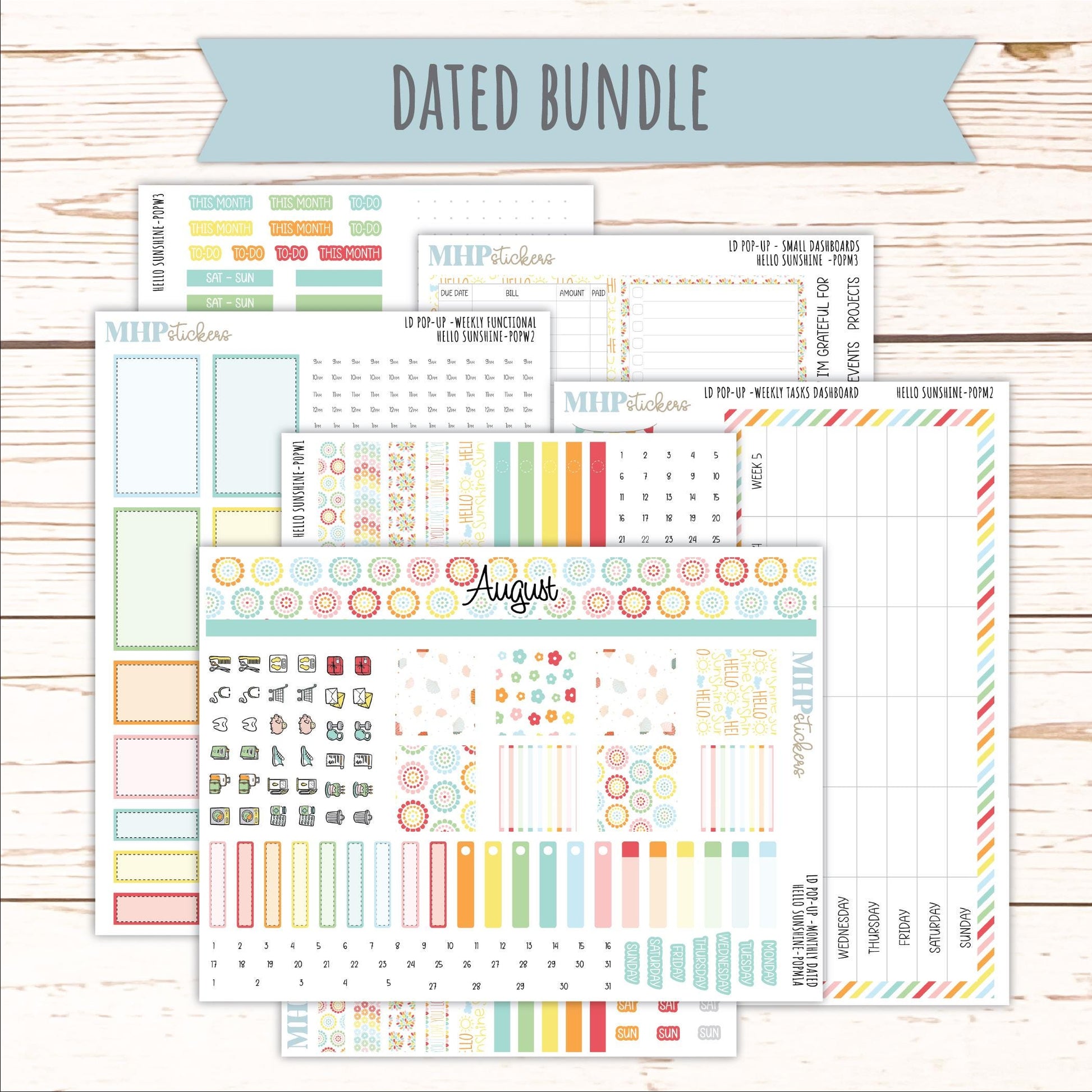 AUGUST 2026 Stickers for The Jo, Laurel Denise Planner "Hello Sunshine" || POP