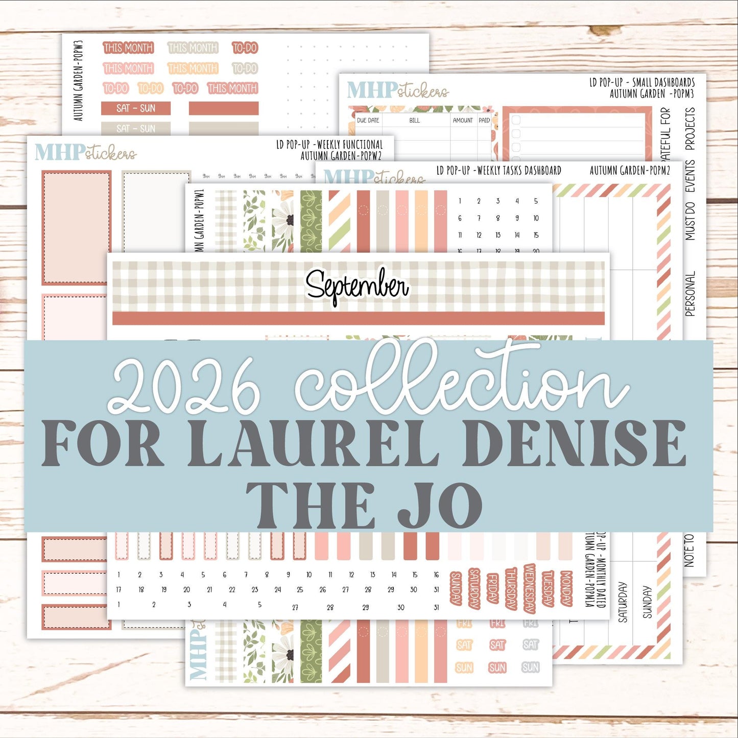 SEPTEMBER 2026 Stickers for The Jo, Laurel Denise Planner "Autumn Garden" || POP