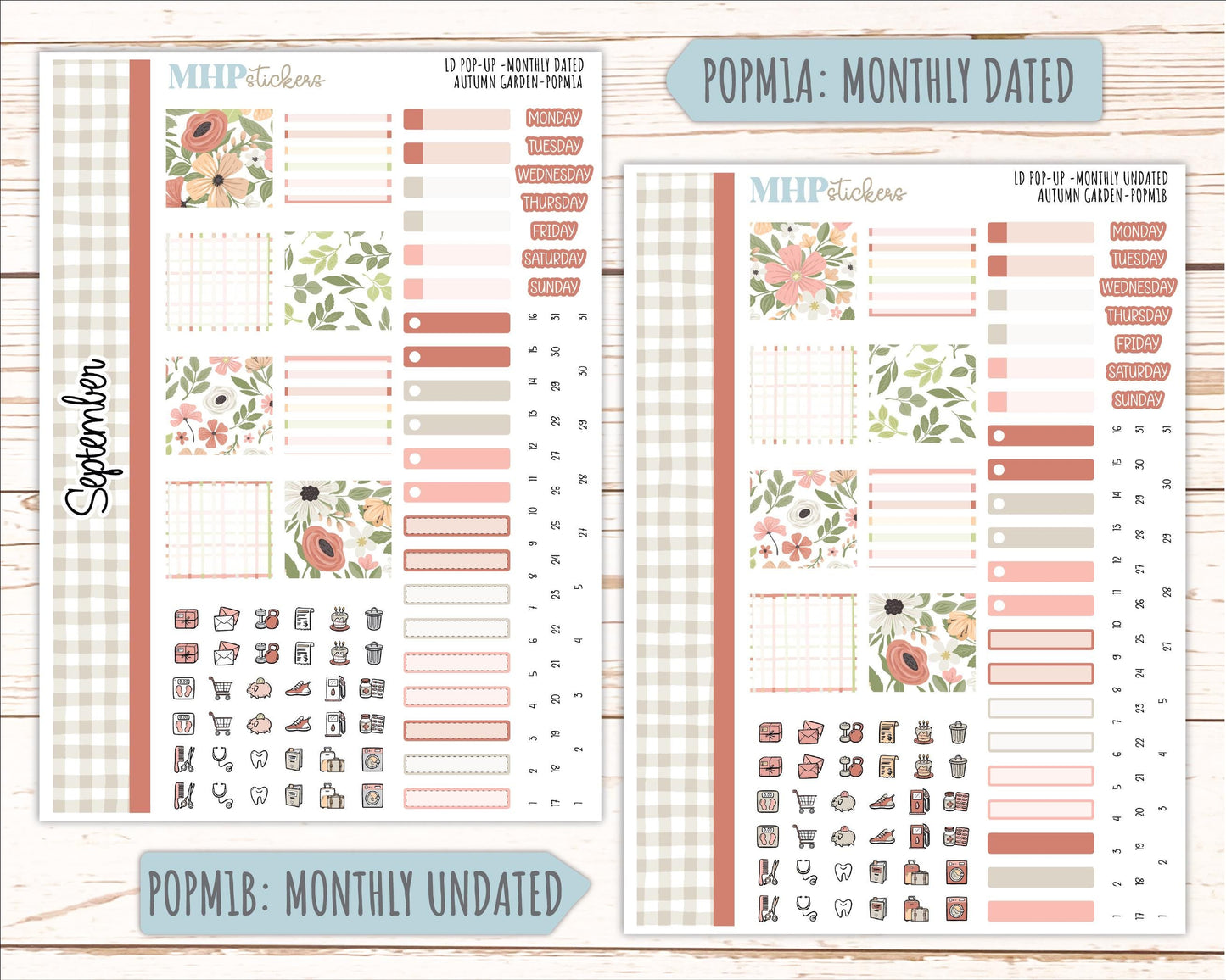 SEPTEMBER 2026 Stickers for The Jo, Laurel Denise Planner "Autumn Garden" || POP