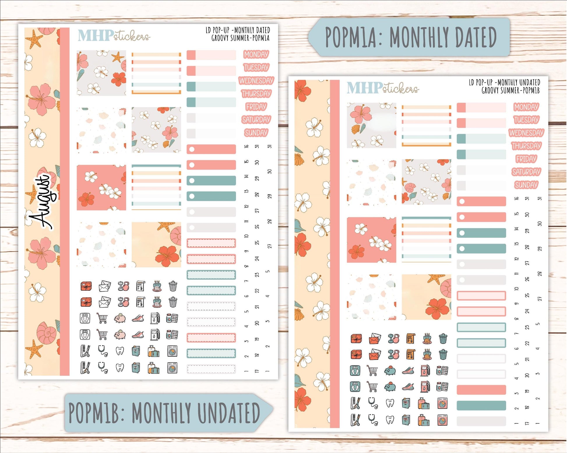 AUGUST 2026 Stickers for The Jo, Laurel Denise Planner "Groovy Summer" || POP