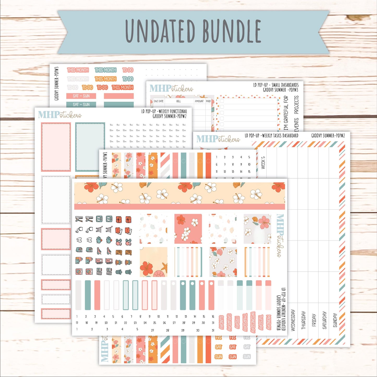 AUGUST 2026 Stickers for The Jo, Laurel Denise Planner "Groovy Summer" || POP