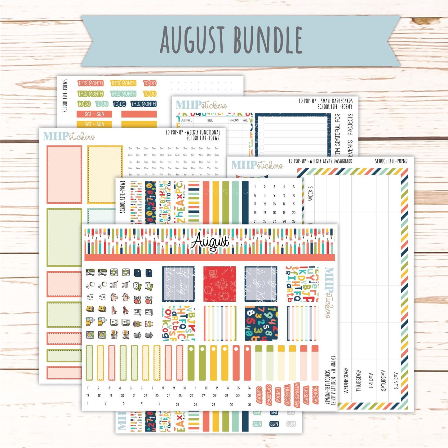 AUGUST & SEPTEMBER 2026 Stickers for The Jo, Laurel Denise Planner "School Life" || POP