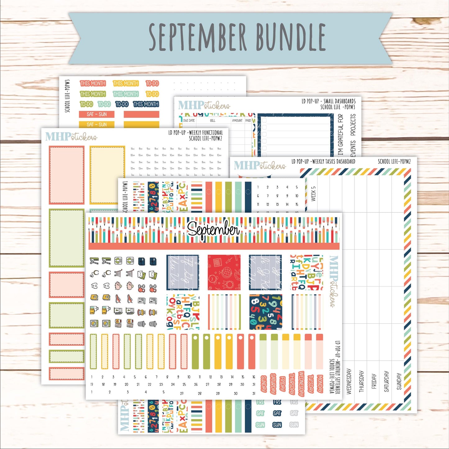 AUGUST & SEPTEMBER 2026 Stickers for The Jo, Laurel Denise Planner "School Life" || POP