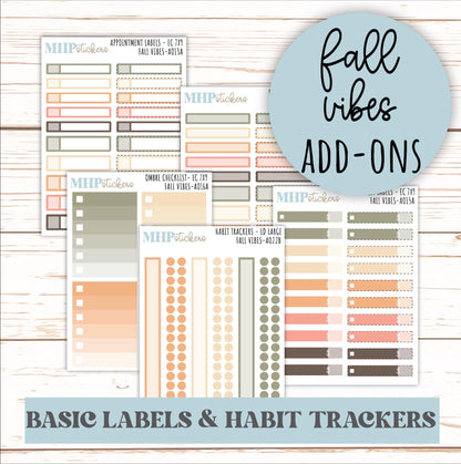 Basic Labels & Habit Trackers. ADD-On's for Monthly Kits "Fall Vibes" || AOBL
