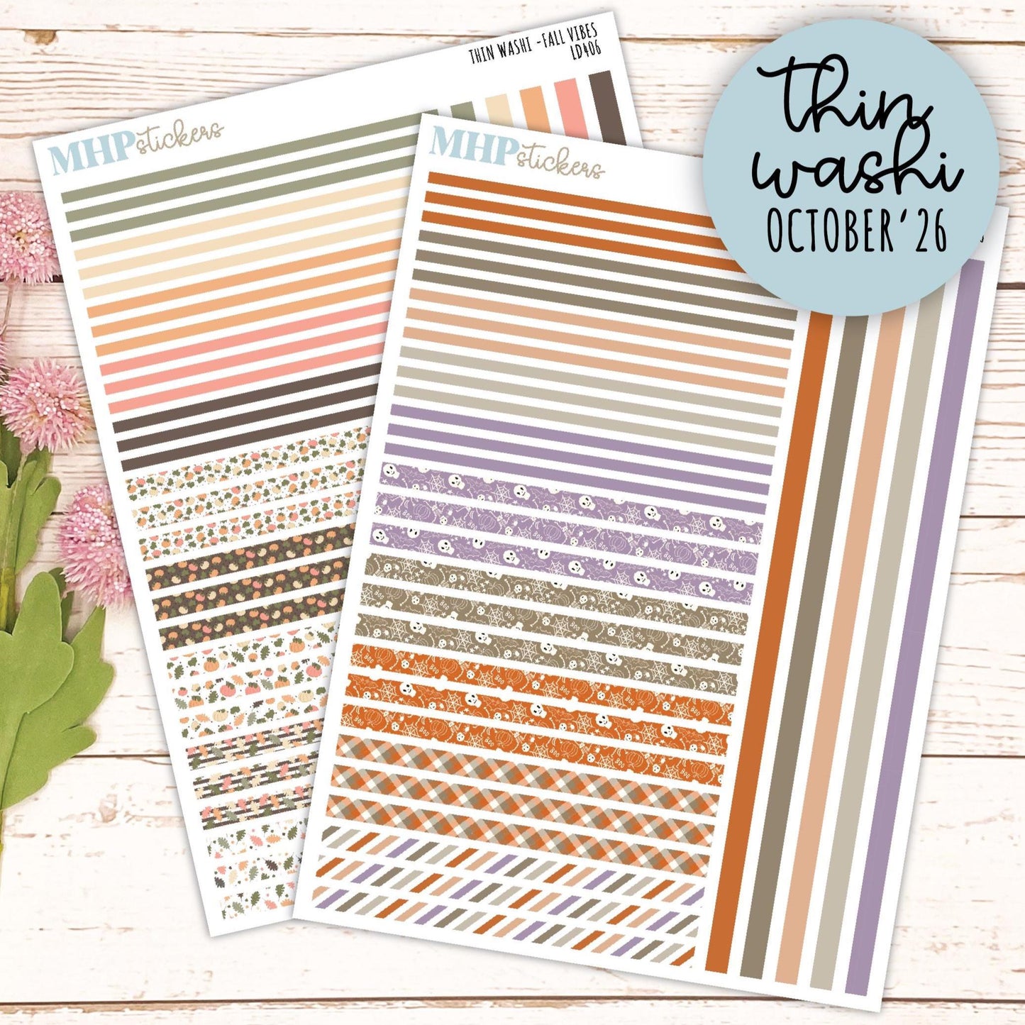 Thin Washi for Laurel Denise Planners. Planner Stickers OCTOBER '26 || LD406
